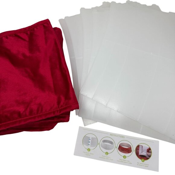 Festive Red Velvet Tree Collar Christmas Holiday Decor Classic Lux - Picture 3 of 4